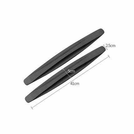 2PCS Car Bumper Protector Guard - Carbon Fiber Anti-Scratch Corner Strip, Universal Fit Black Trim