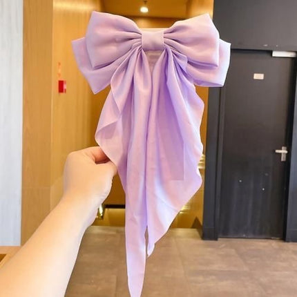Large Satin Ribbon Bow Hair Clip for Women Girls Barrette