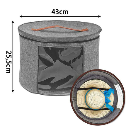 Extra Large Pop Up Felt Hat Box, Round Storage Organizer for Women & Men