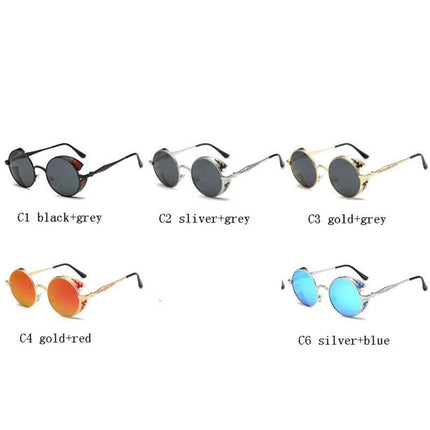 Steampunk Polarized Sunglasses UV400 Retro Round Driving Glasses for Men Women