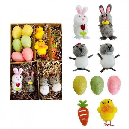 Easter Carrot Egg Bunny Chick Decor Set | Plastic & Felt Party Supplies