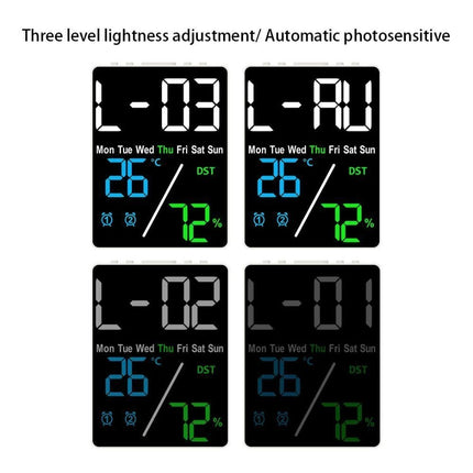 3 Color LED Digital Wall Clock – Time, Temperature & Humidity Display