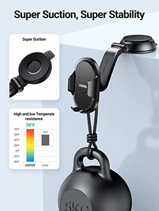UGREEN Dashboard Car Phone Mount: Universal Suction Cup Holder for iPhone 15 Pro Max, Samsung Galaxy S24 Ultra, 4.7-7.2 inch Phones, Stable for Rough Roads