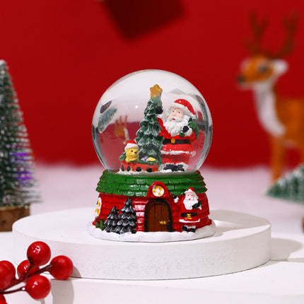 12cm Musical Snow Globe Christmas Tree Santa House Tabletop Xmas Decor
