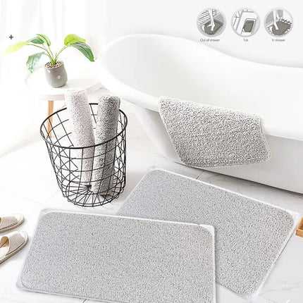 2X Anti-Slip Loofah Shower Rug Bath Mat with Quick Water Drain for Bathroom