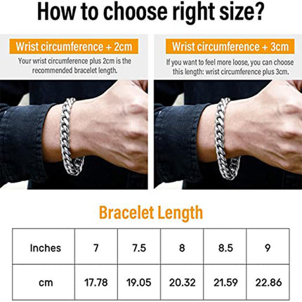 12mm 18k Gold & Silver Curb Chain Hip Hop Bracelet 8inch Urban Streetwear
