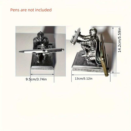 Resin Medieval Knight Soldier Pen Holder Office Desk Decor Warrior