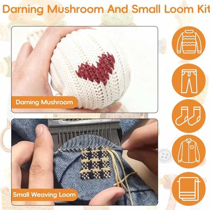 Mini Darning Loom Mushroom Knit Patch Kit for DIY Weaving Repair