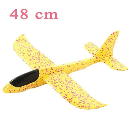 48CM Foam Glider Stunt Plane w/ Head Light, Hand Throw Outdoor Toy for Kids