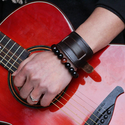 Retro Wide PU Leather Watchband Biker Cuff Wristband Bracelet Gift