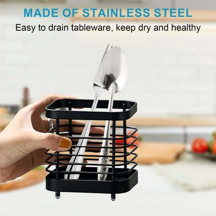 Stainless Steel Cutlery Holder, Kitchen Utensil Pot Drainer Caddy & Sink Tidy