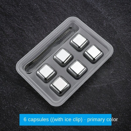 Reusable Stainless Steel Ice Cubes Chilling Rocks with Tong for Whiskey