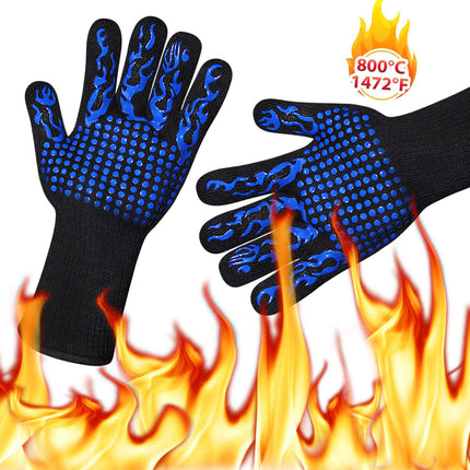 2X 1472°F Heat Resistant Oven BBQ Gloves 35cm Silicone Kitchen Mitts