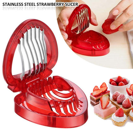 Stainless Steel Strawberry Slicer with Sharp Blade – Fruit Cutter Tool