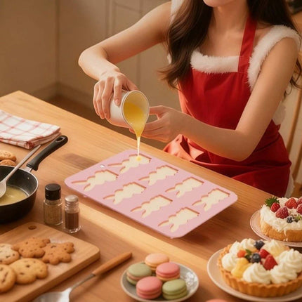 8 Grids Easter Bunny Molds - Non-Stick Baking Mold for Chocolate, Cake, Jelly - Food Grade Silicone Bakeware