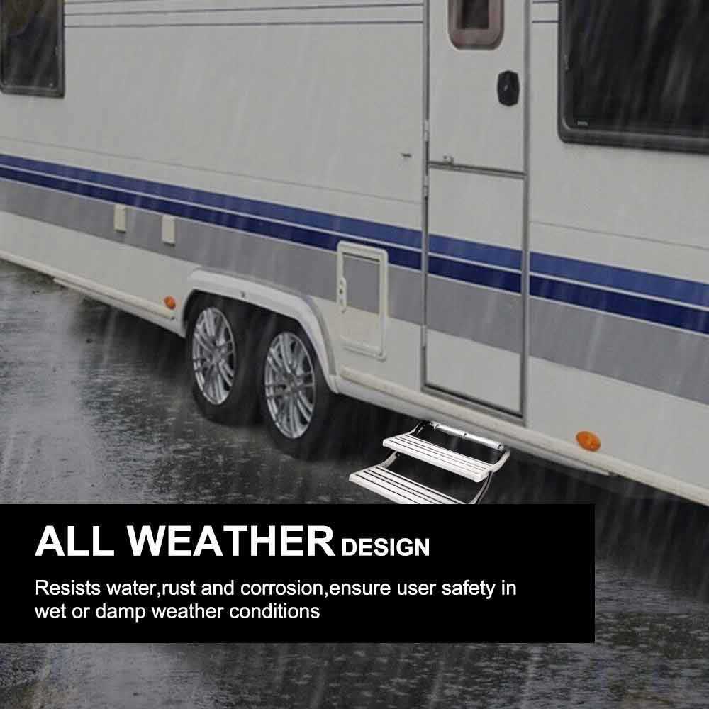 12V Electric Retractable Step for Caravan & RV - Aluminum Drop-Down Entry Step