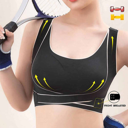 Women's Comfy Front Cross Seamless Corset Bra with Side Buckle Smooth Liner