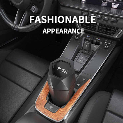 Mini Car Trash Can with Lid - Portable Auto Garbage Bin, Push-Button Lid & Leak-Proof Design