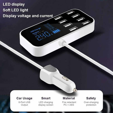 8-Port USB Type-C Hub Charger Dock Charging Station with LED Display