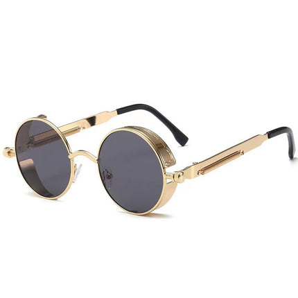 Retro Round Metal Frame Steampunk Sunglasses for Men Women