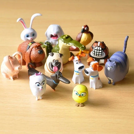 14Pcs PVC Pet Figures Rabbit Dog Cat Action Toy Set Xmas Gift