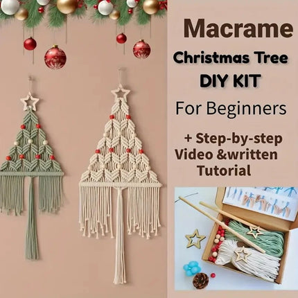 Knitted Christmas Tree DIY Kit – 2Pcs Wall Hanging Festive Gift