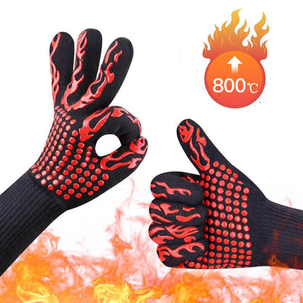 2X 1472°F Heat Resistant Oven BBQ Gloves 35cm Silicone Kitchen Mitts