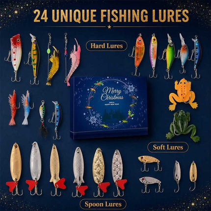 2026 Fishing Lure Advent Calendar 24-Day Christmas Tackle Gift for Men