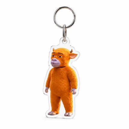 Acrylic 2D Cow Movie Bag Pendant Keychain Collectible Charm