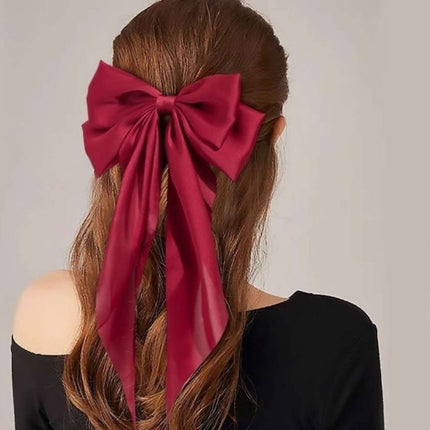 Large Satin Ribbon Bow Hair Clip for Women Girls Barrette