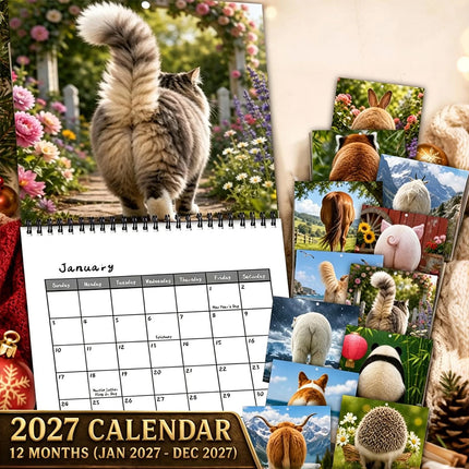2027 Funny Animal Butts Wall Calendar Humorous Hanging Gift