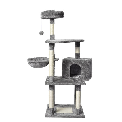PaWz 130cm Cat Tree Toy Scratching Post Grey-2102558622503538688