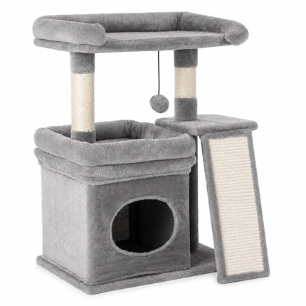 Pawz Cat Tree Tower Large Perch Condo Sisal Scratcher for Indoor Felines Grey-2109794022993301504