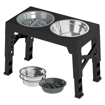 PaWz Elevated Dog Bowls 2 Stainless Steel Bowls and 1 Slow Feeder Bowl-2102558291707170816