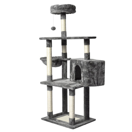 PaWz 130cm Cat Tree Toy Scratching Post Grey-2102558622503538689