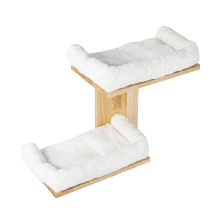 Pawz Cat Wall Shelves 2 Steps Wide Perch Soft Beds for Large Cats Climbing White-2109794021877616641