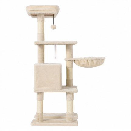 Pawz Cat Tree Cat Tower Multi-Level Cat Bed Cat Scratching Post 125cm Beige-2109794020665462785