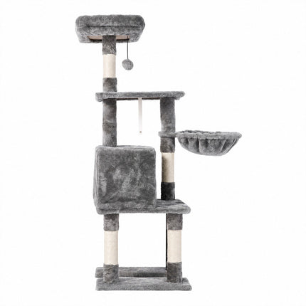 Pawz Cat Tree Cat Tower Multi-Level Cat Bed with Condo 125cm Plush Gray-2109794020862595073