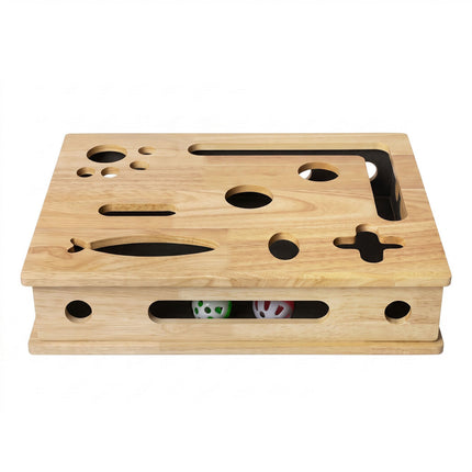 Pawz Cat Nail File Scratcher Large Solid Wood with Toy Balls for Indoor Cats-2109794023203016705