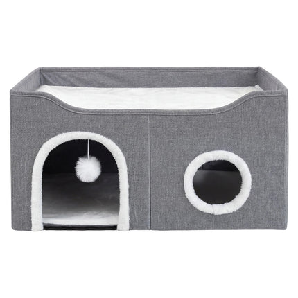 Pawz Foldable Cat House Cave Bed Hideaway Interactive Nest Scratching Board-2050056785997467649