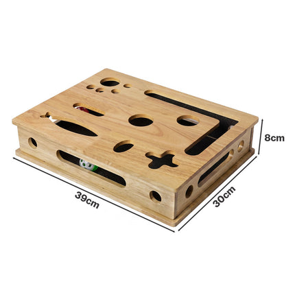 Pawz Cat Nail File Scratcher Large Solid Wood with Toy Balls for Indoor Cats-2109794023203016706