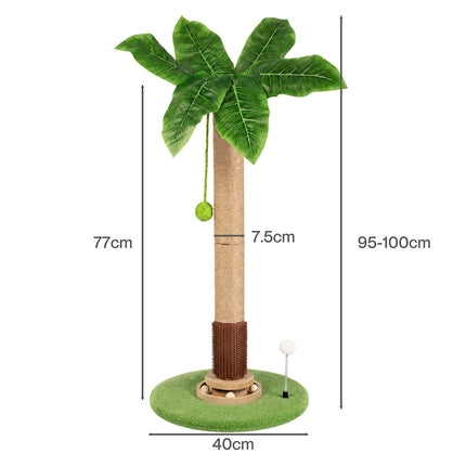 Pawz Cat Scratching Post 77cm Palm Tree Cat Scratcher Balls Sisal Green-2109794018702528514