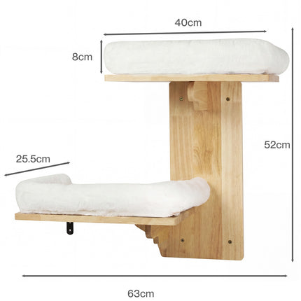 Pawz Cat Wall Shelves 2 Steps Wide Perch Soft Beds for Large Cats Climbing White-2109794021877616642