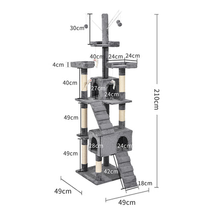 PaWz Cat Tree Scratching Post Scratcher Grey-2102558622293823490