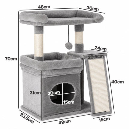 Pawz Cat Tree Tower Large Perch Condo Sisal Scratcher for Indoor Felines Grey-2109794022993301506