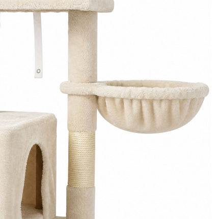 Pawz Cat Tree Cat Tower Multi-Level Cat Bed Cat Scratching Post 125cm Beige-2109794020665462788