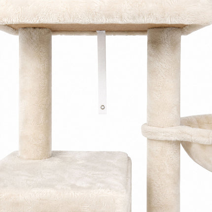 Pawz Cat Tree Cat Tower Multi-Level Cat Bed Cat Scratching Post 125cm Beige-2109794020665462789