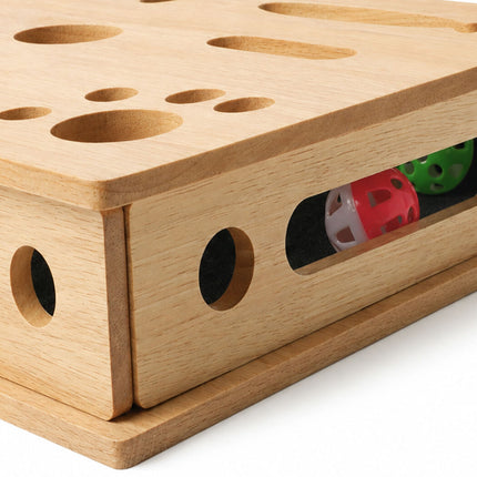 Pawz Cat Nail File Scratcher Large Solid Wood with Toy Balls for Indoor Cats-2109794023203016709